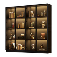 BUFFET LED Glas 4 Türen Vitrine Schwarz - Schwarz, Holzwerkstoff (160/160/40cm) - FLIEKS