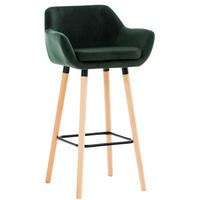 BARHOCKER Grande, Gestell Holz, Samt Grün - Braun/Grün, Holz/Textil (55/99/46cm) - TPFLiving