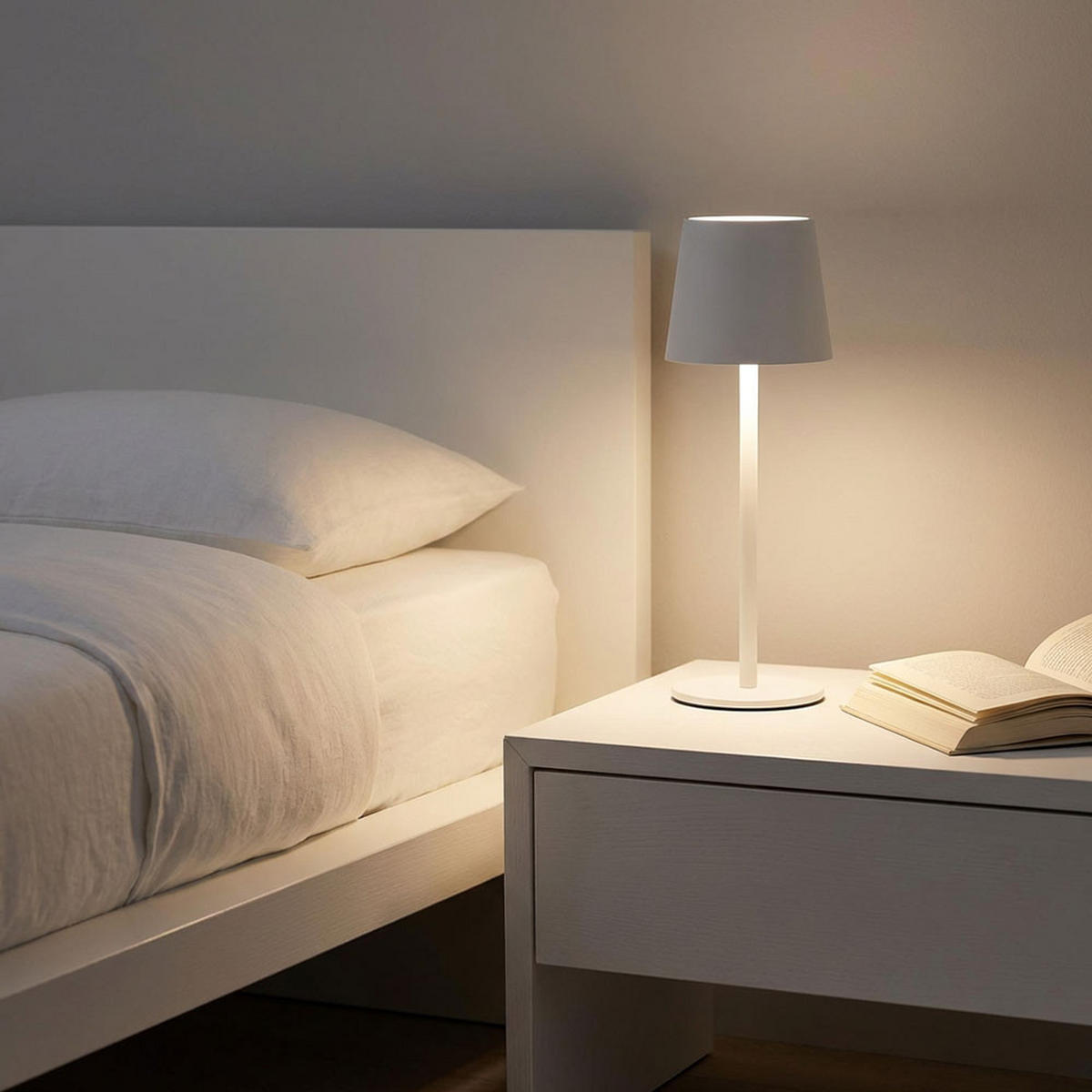 LED TISCHLEUCHTE VANCOUVER Weiß Opal - Weiß, Metall (8.5/8.5/28cm) - Globo Lighting