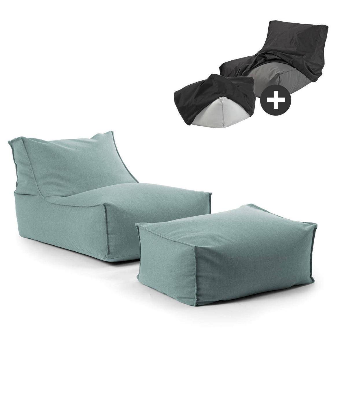 SITZSACK mit Hocker und Hülle Der Sundowner - Blau, Textil (65/65/100cm) - Mokebo