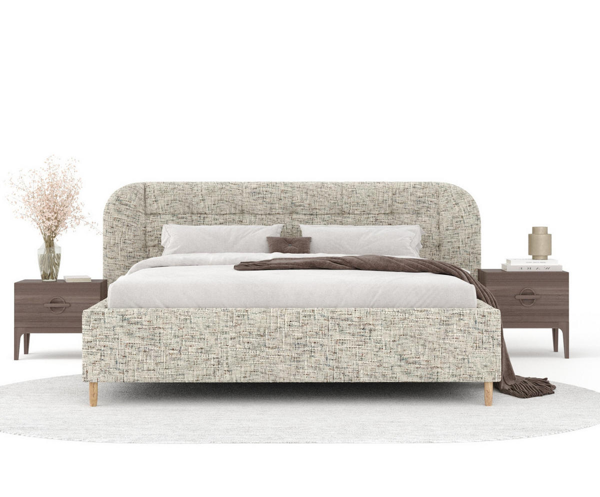 POLSTERBETT Nuno Beige 140/200 cm im Chenille-Stoff - Beige/Naturfarben, Holz/Holzwerkstoff (140/200cm) - Maison de Reve