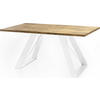 ESSTISCH Colter Weiß rechteckig ausziehbar, Lancelot Eiche 160-260/90/76 cm - Eichefarben/Weiß, Holzwerkstoff/Metall (160/90/76cm) - WFL GROUP