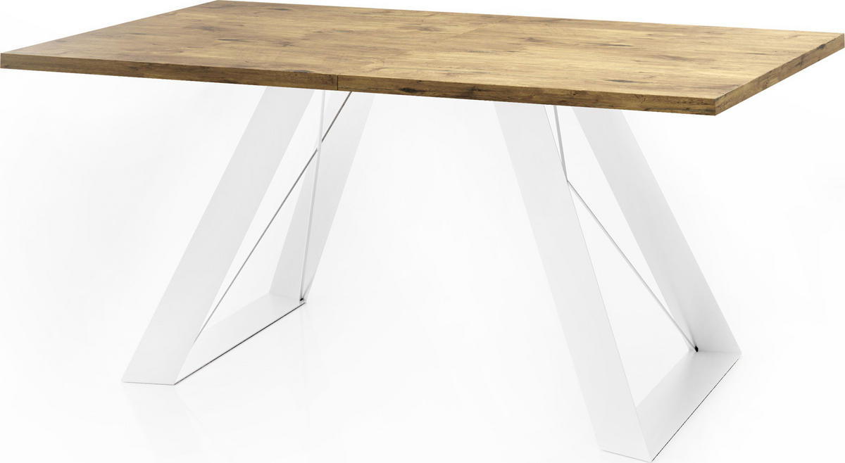 ESSTISCH Colter Weiß rechteckig ausziehbar, Lancelot Eiche 140-240/80/76 cm - Eichefarben/Weiß, Holzwerkstoff/Metall (140/80/76cm) - WFL GROUP