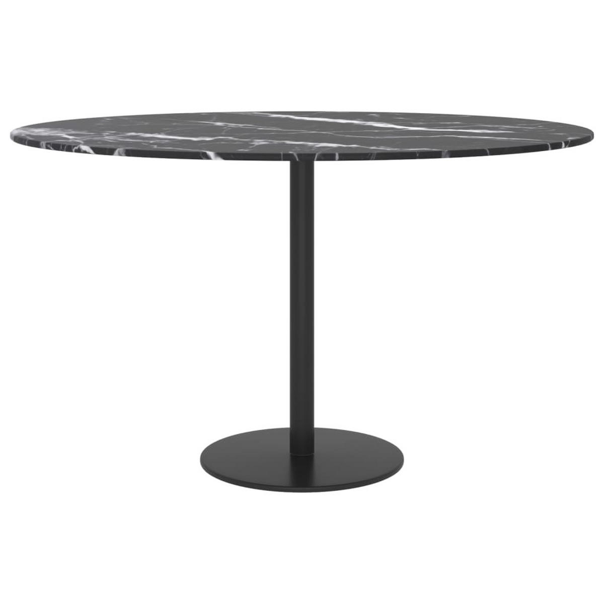 TISCHPLATTE Schwarz Ø70/0,8 Cm Hartglas In Marmoroptik - Schwarz, Glas (70/70/0.8cm) - vidaXL
