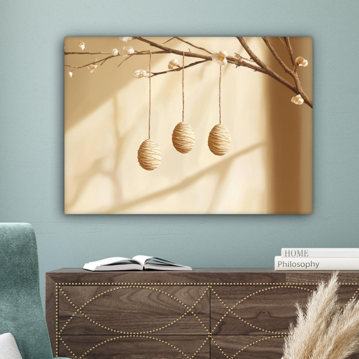 LEINWANDBILD Beige - Osterkuchen - Eier Wandbilder 80x60 cm - Beige, Textil (80/60cm) - MuchoWow