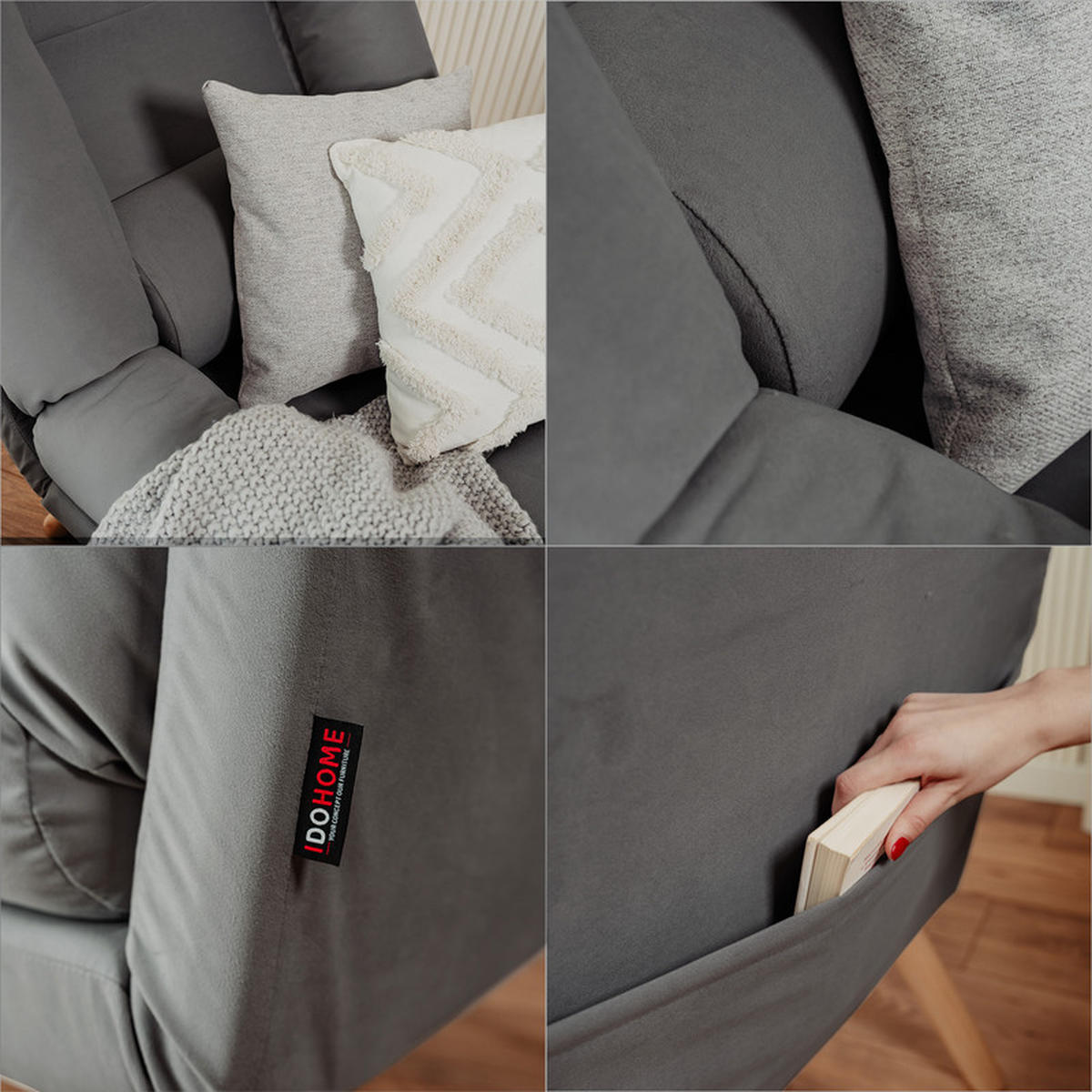RELAXSESSEL LILA mit hocker, 75/75/100 cm, Graphit - Graphitfarben, Holz/Textil (75/100/75cm) - Idohome