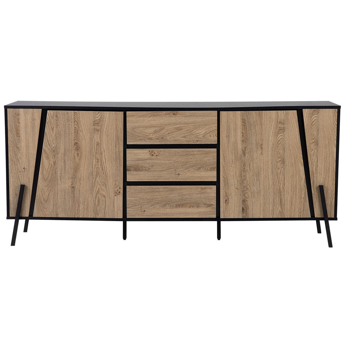 SIDEBOARD mit 2 Türen Braun/Schwarz Blackpool - Braun, Holzwerkstoff (177/75/40cm) - Beliani