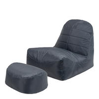 SITZSACK mit Rückenlehne + Hocker - Grau, Kunststoff (68/31/54cm) - Veeva