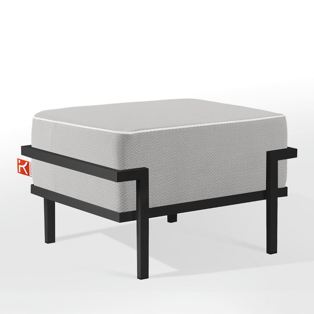 GARTENLOUNGE-HOCKER TRIGLO auf Metallfüßen, Modern, Dunkelgrau - Dunkelgrau/Weiß, Textil/Metall (69/44/54cm) - KONSIMO®