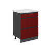 SCHUBLADENSCHRANK R-Line Rot 60 cm AP Marmor - Anthrazit/Rot, Holzwerkstoff (60/81.6/60cm) - Vicco