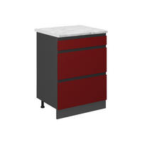 SCHUBLADENSCHRANK R-Line Rot 60 cm AP Marmor - Anthrazit/Rot, Holzwerkstoff (60/81.6/60cm) - Vicco