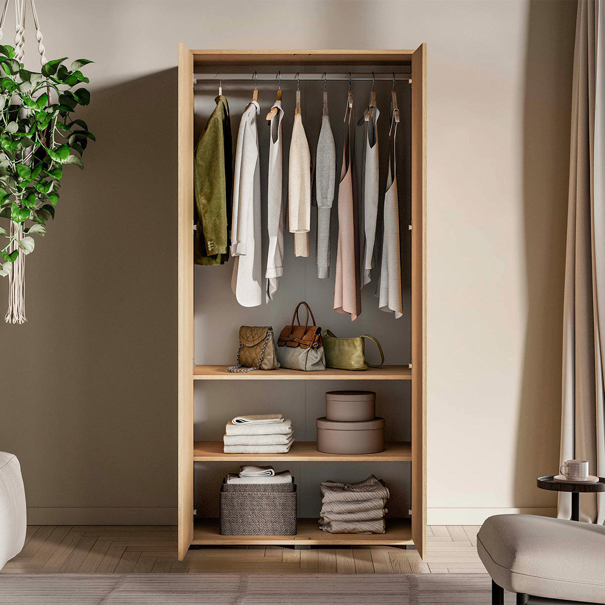 OMARA 2 vrati Nila Les - rjava, leseni material (92/190/52cm) - Petits-meubles
