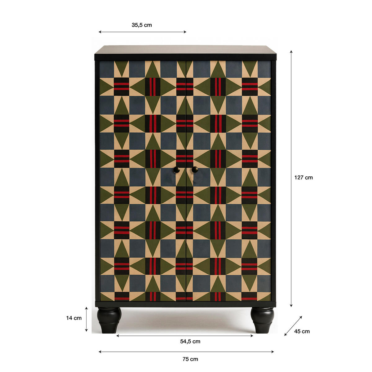 SCHRANK SIDEBOARD mit 2 Türen MARCUS - Rotbraun, Holzwerkstoff (75/127/45cm) - RNT By Really Nice Things