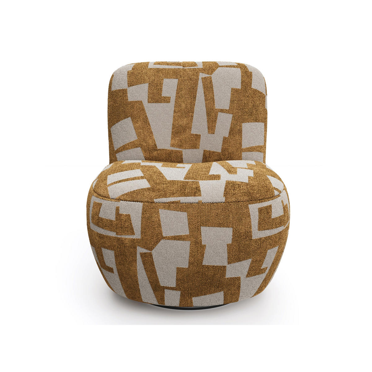 SESSEL Gemusterter texturierter Stoff Senf 64cm - Dunkelgelb, Textil (65/72/71cm) - Sia Home