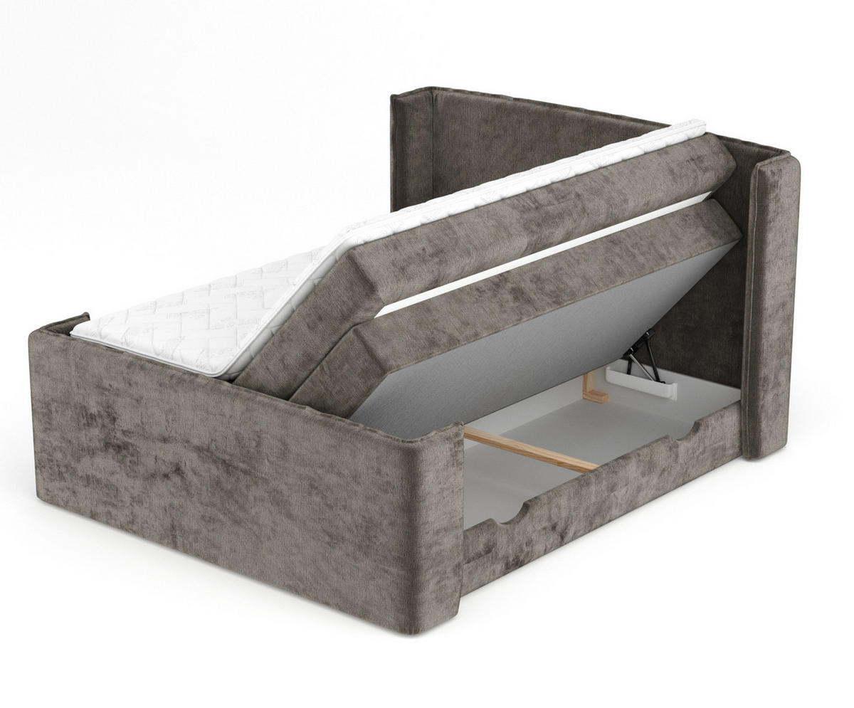 BOXSPRINGBETT Freeland Dunkebraun 180/200 cm mit Matratze und Topper - Dunkelbraun/Schwarz, Holz/Holzwerkstoff (180/200cm) - Maison de Reve