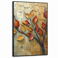 LEINWAND Bilder mit Rahmen - Baum - Abstrakt - Natur - Kunst - 80x120 - Goldfarben, Textil (80/120cm) - MuchoWow