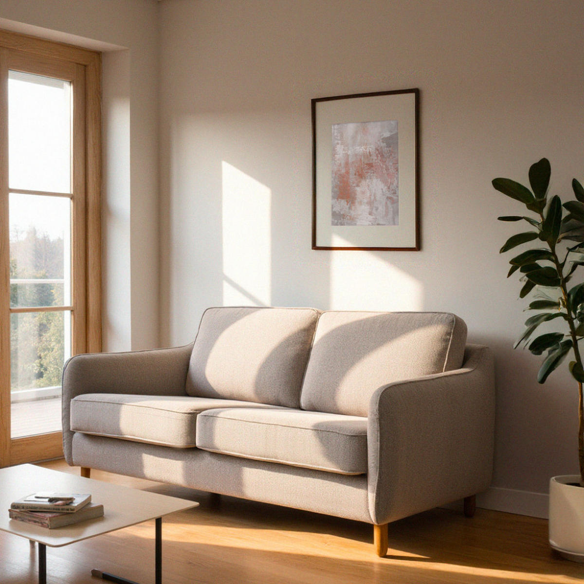 BETTSOFA - Natur meliert - Naturfarben, Textil (162/85/97cm) - Drawer