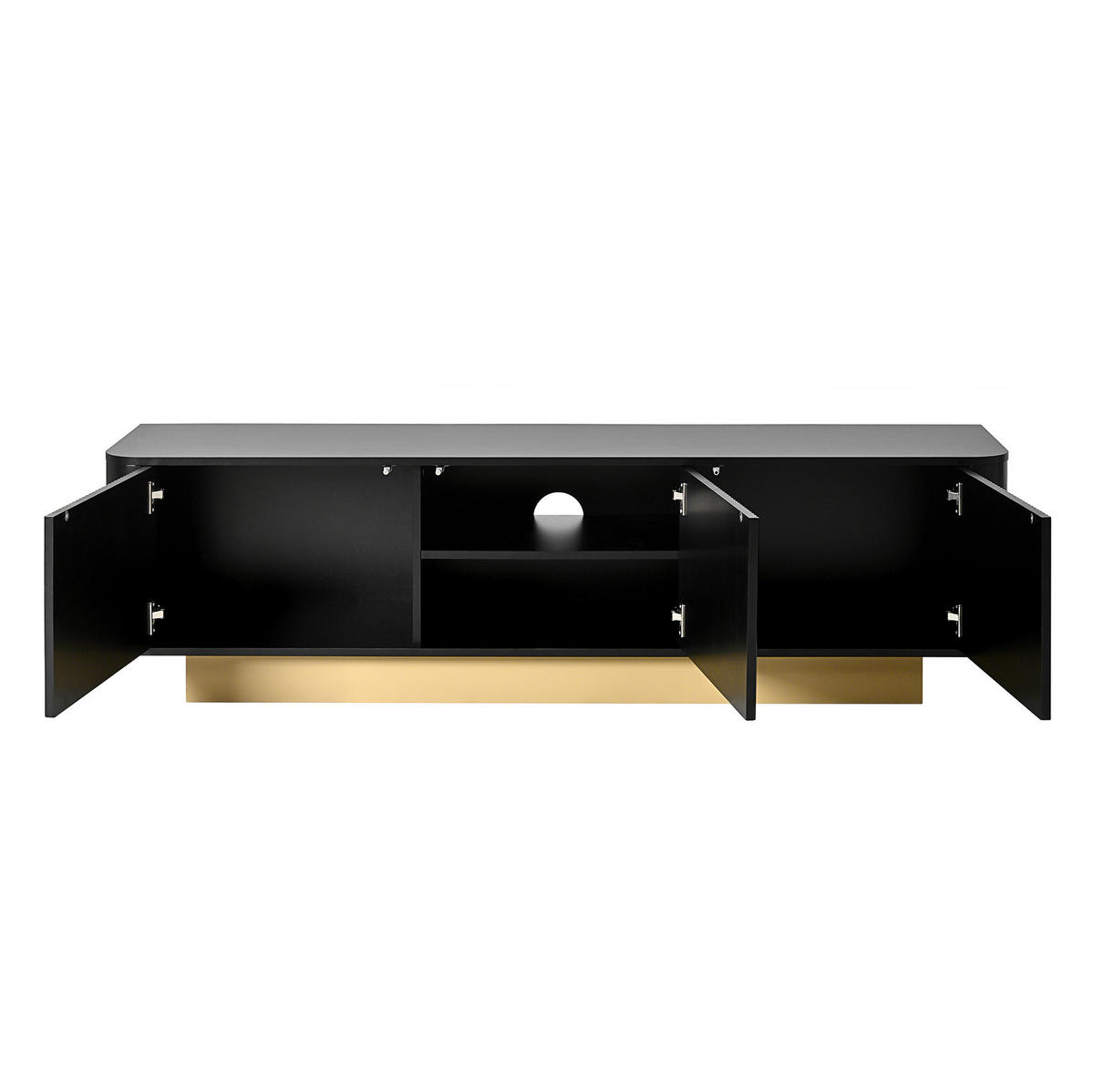 TV-LOWBOARD 170/40,5/47 cm mit 3 Türen, verstellbarem Einlegeboden und Kabelführung, Schwarz - Schwarz, Holzwerkstoff (170/47/40.5cm) - Redom