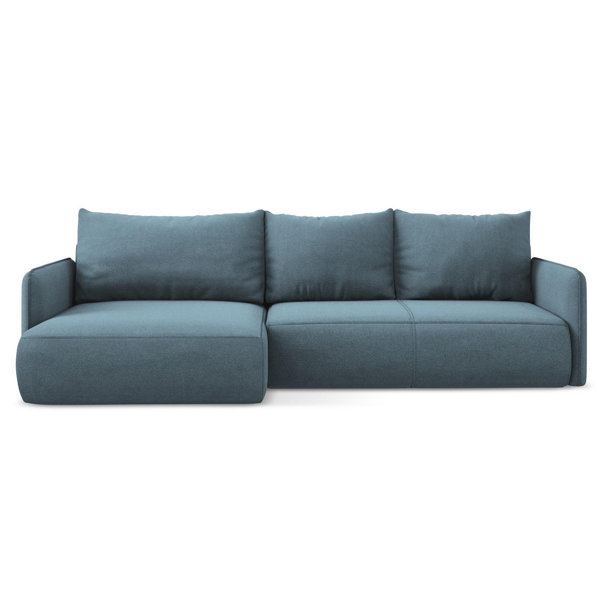 ECKSOFA mit Schlaffunktion Strukturstoff Stoff Blau - Blau/Schwarz, Kunststoff/Textil (148/240cm) - LaMiaSofa