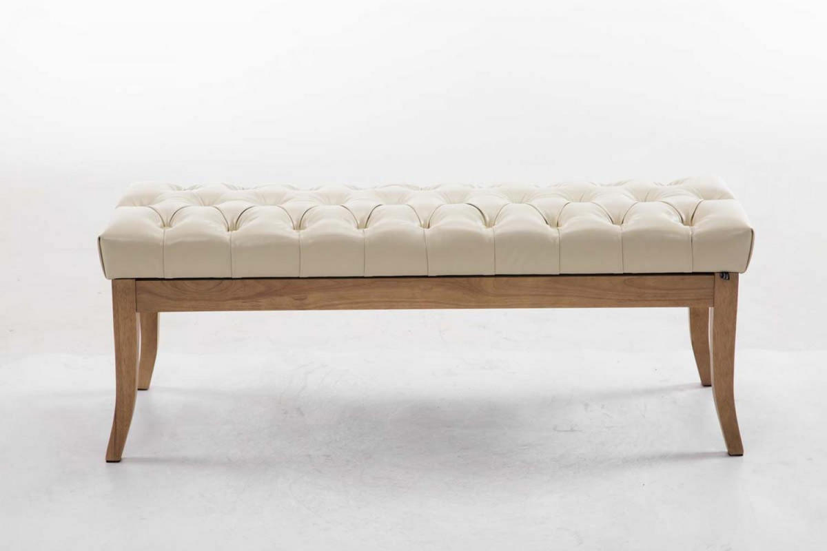 SITZBANK 120/38 cm Kunstleder Creme - Creme/Naturfarben, Holz/Textil (120/46/38cm) - CLP