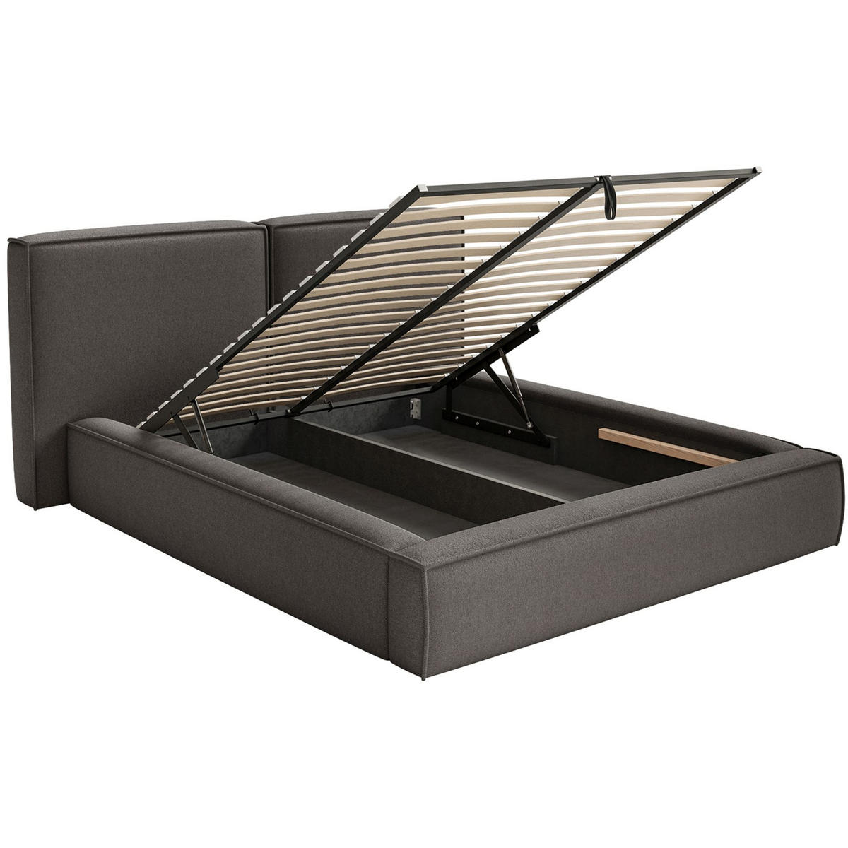 POLSTERBETT Tilves Graphitgrau 140x200 cm - Schwarz/Graphitfarben, Kunststoff/Textil (140/200cm) - Selsey