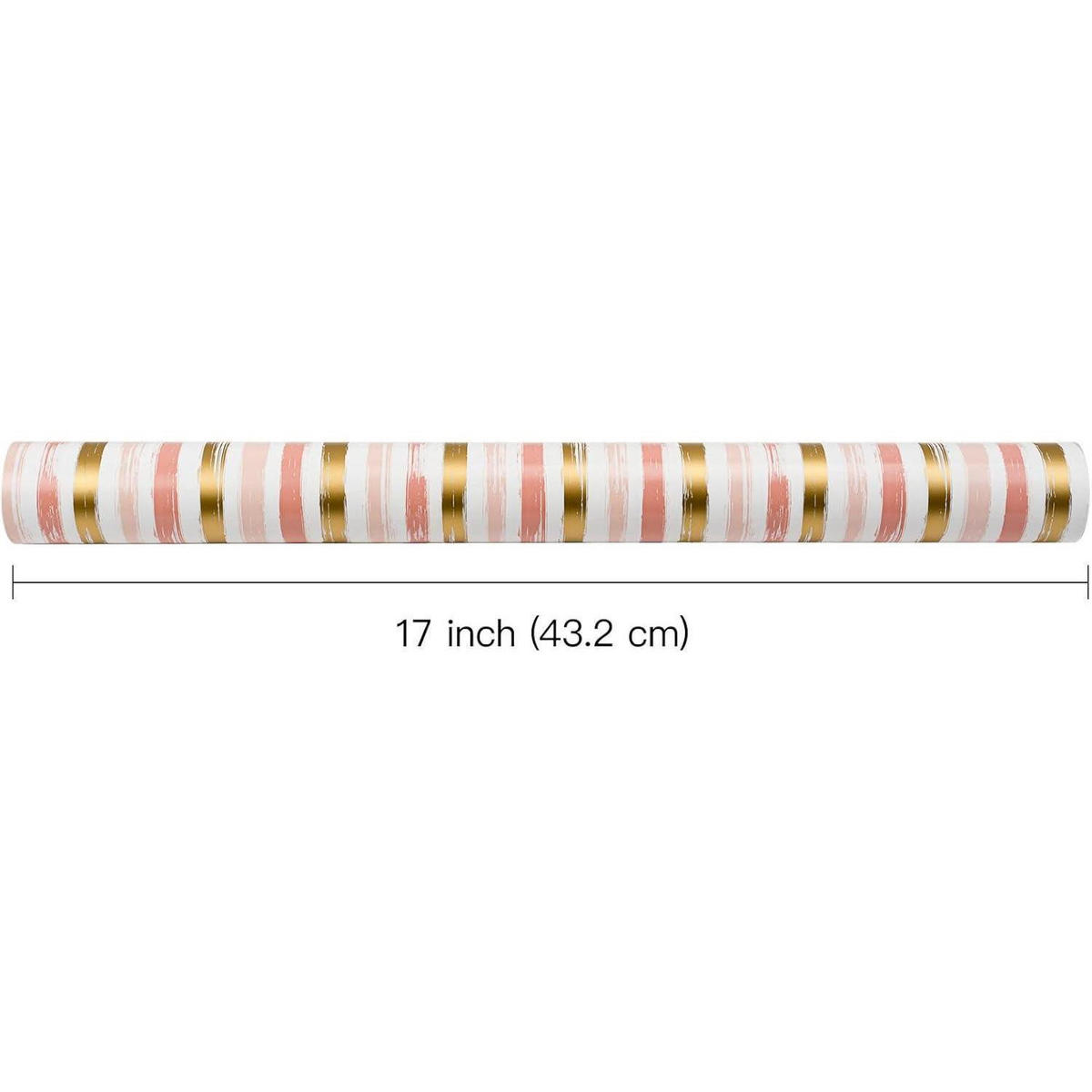 GESCHENKPAPIERROLLE Rosa/Goldene Linien 43,2 cm x 10 m - Multicolor, Papier (43.2/43.2/43.2cm)