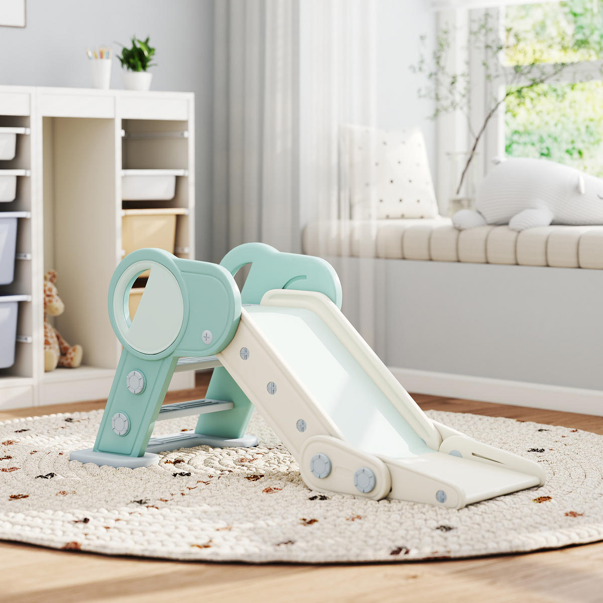 KINDERRUTSCHE, Kleinkinderrutsche Gartenrutsche für Kinder 1,5 bis 3 Jahre Grün - Grün, Kunststoff (53/53/120cm) - AIYAPLAY