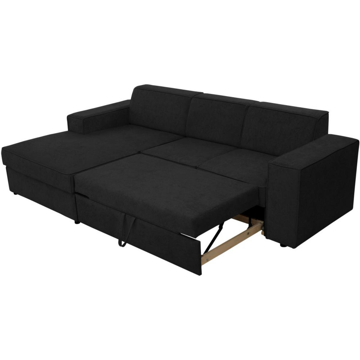 ECKSCHLAFSOFA mit Schlaffunktion Pedro L schwarz links - Schwarz, Kunststoff/Textil (267/160cm) - Beautysofa