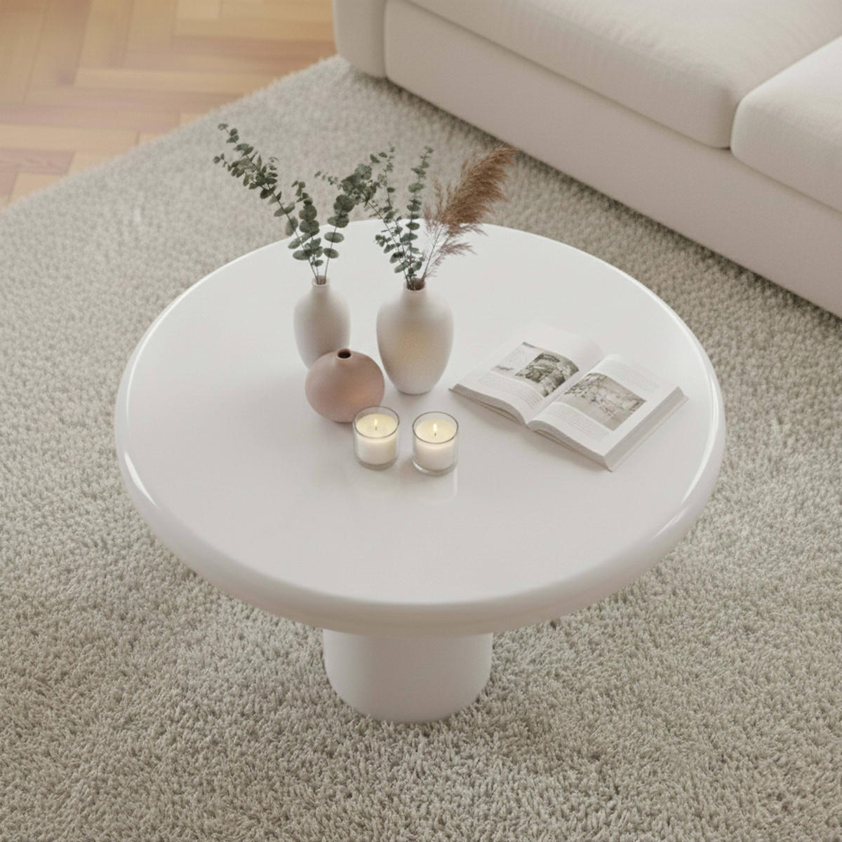 COUCHTISCH, Weiß - Weiß, Holzwerkstoff (70/70/35.5cm) - Oviala