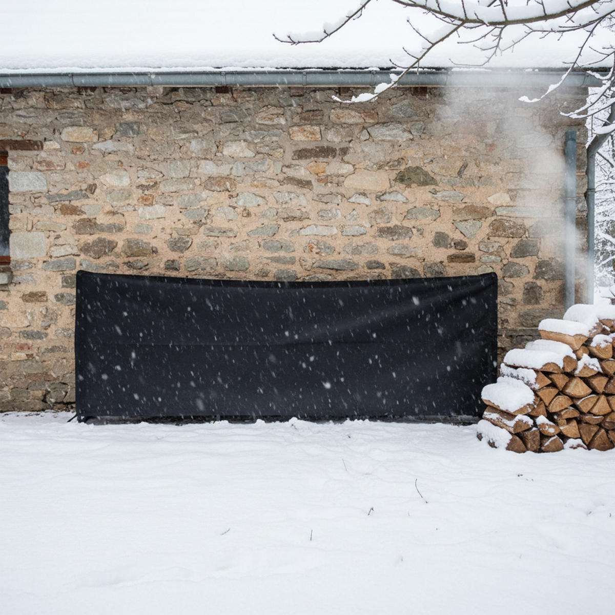 KAMINHOLZREGAL - Schwarz, Textil/Metall (322/110/29cm) - Relaxdays