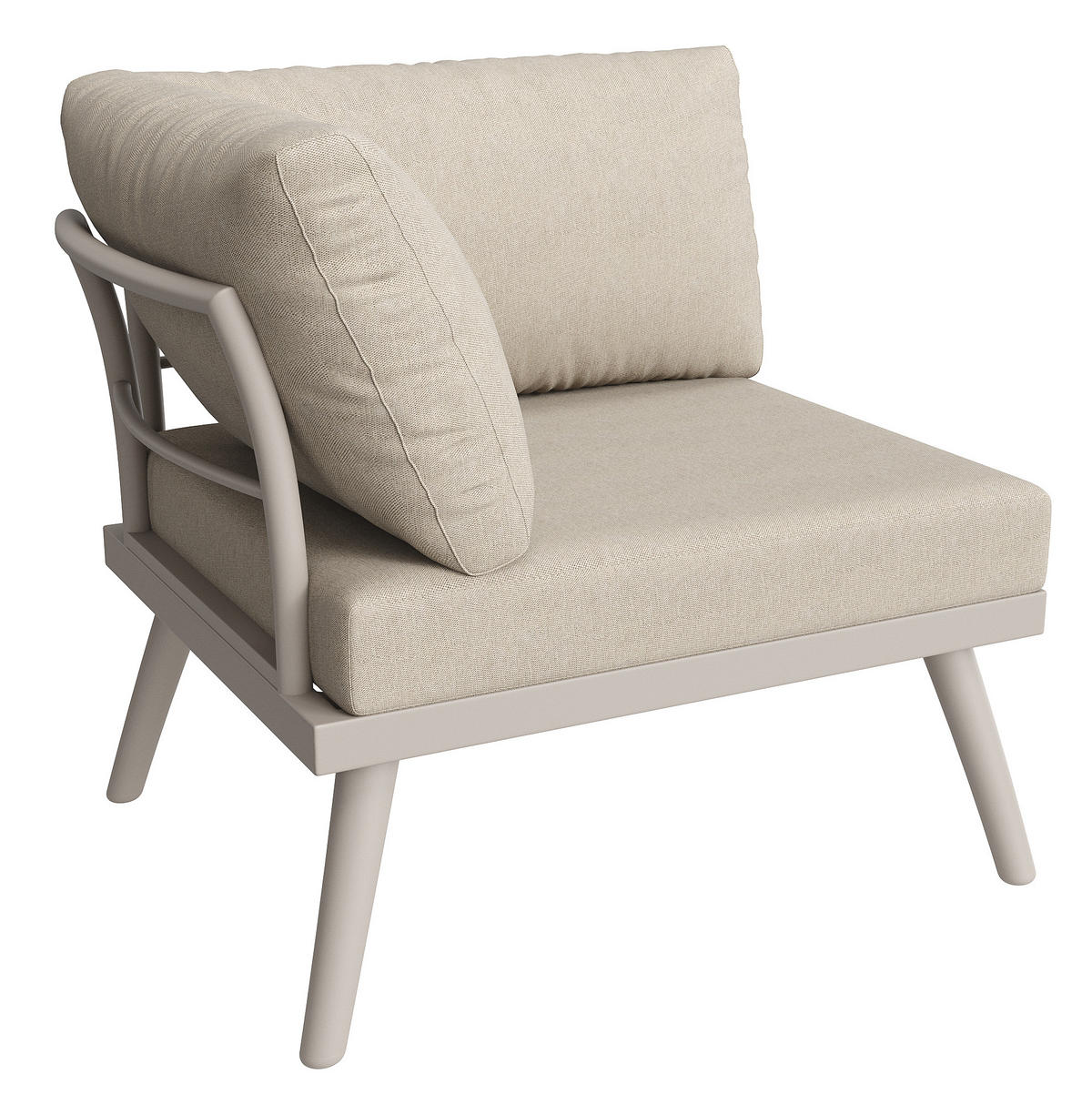 GARTENSETS aus Eisen Beige mit Couchtisch & 9 cm Polstern - Beige, Metall - Modfu