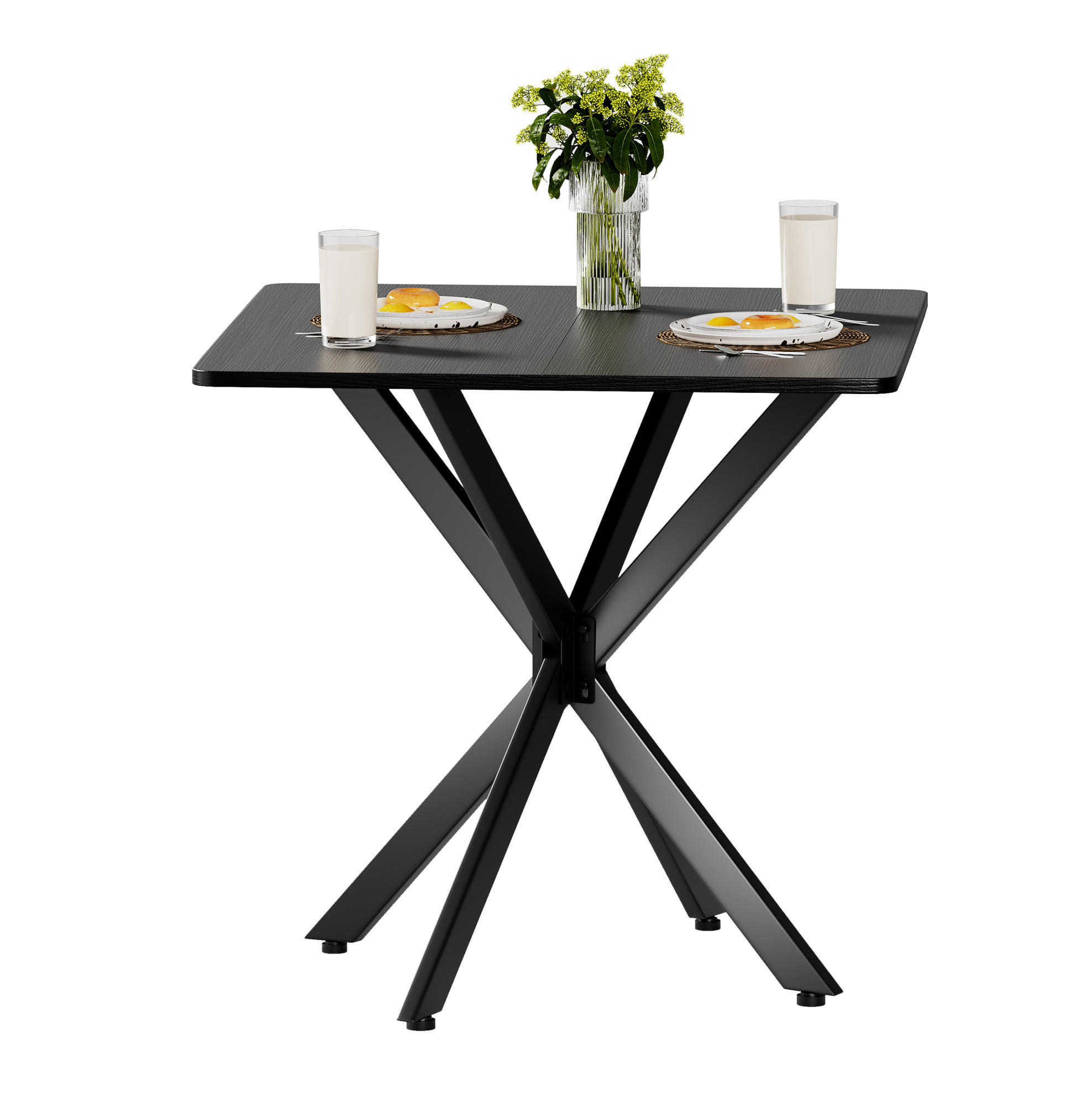 BEISTELLTISCH 80/80/75 cm in Schwarz mit X-Gestell und höhenverstellbaren Füßen - Schwarz, Holzwerkstoff (80/80/75cm) - Flora Grace