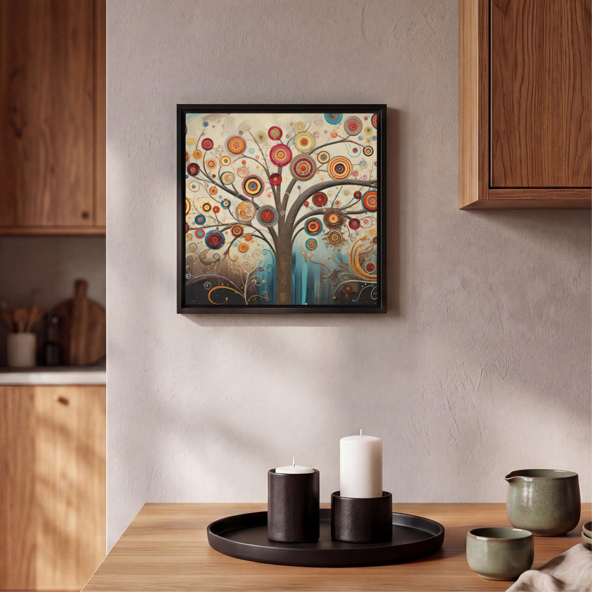LEINWAND Bilder mit Rahmen - Baum - Baum des Lebens - Farbe - 20x20 - Braun, Textil (20/20cm) - MuchoWow
