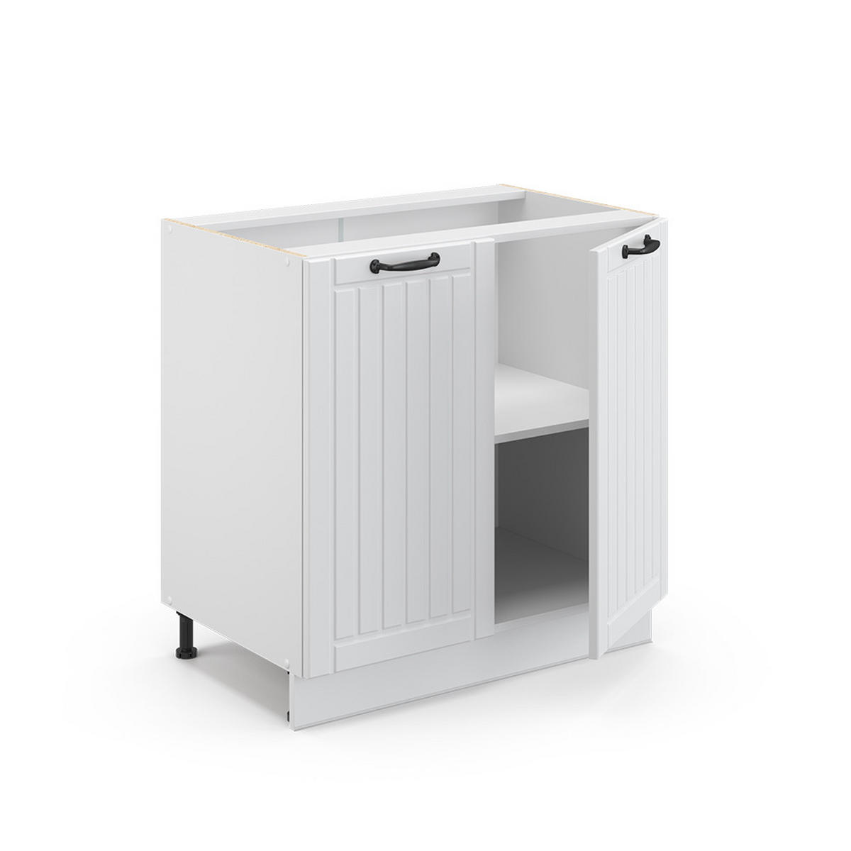 SPÜLENUNTERSCHRANK Fame-Line Weiß Landhaus 80 cm mit Regal, AP Marmor - Creme/Weiß, Holzwerkstoff (80/82/60cm) - Vicco
