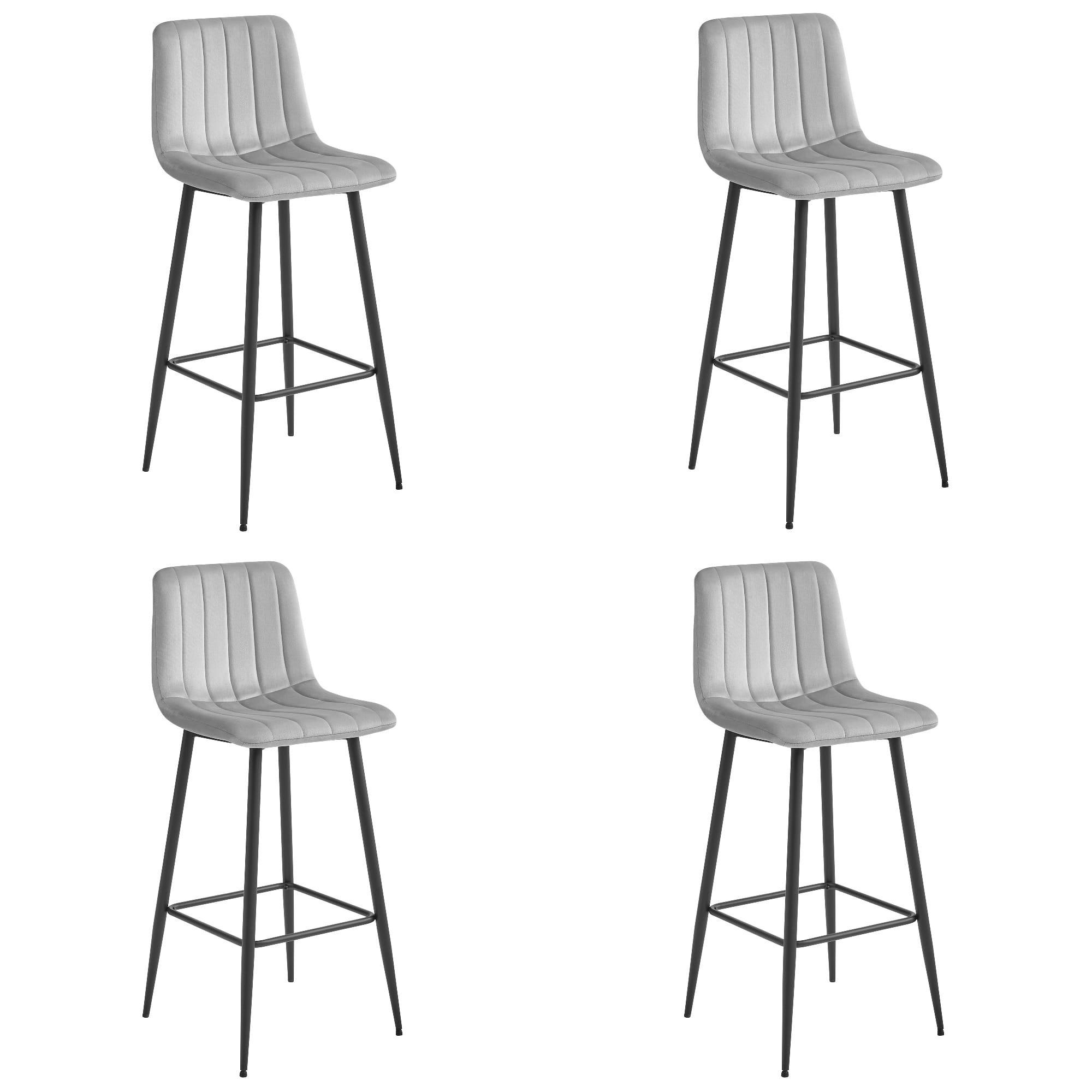 BARHOCKER 4-er Set POZZA silbergrauer Sitz, schwarze Basis - Silberfarben/Schwarz, Textil (43/104/35cm) - Valora