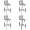BARHOCKER 4-er Set POZZA silbergrauer Sitz, schwarze Basis - Silberfarben/Schwarz, Textil (43/104/35cm) - Valora