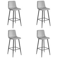 BARHOCKER 4-er Set POZZA silbergrauer Sitz, schwarze Basis - Silberfarben/Schwarz, Textil (43/104/35cm) - Valora