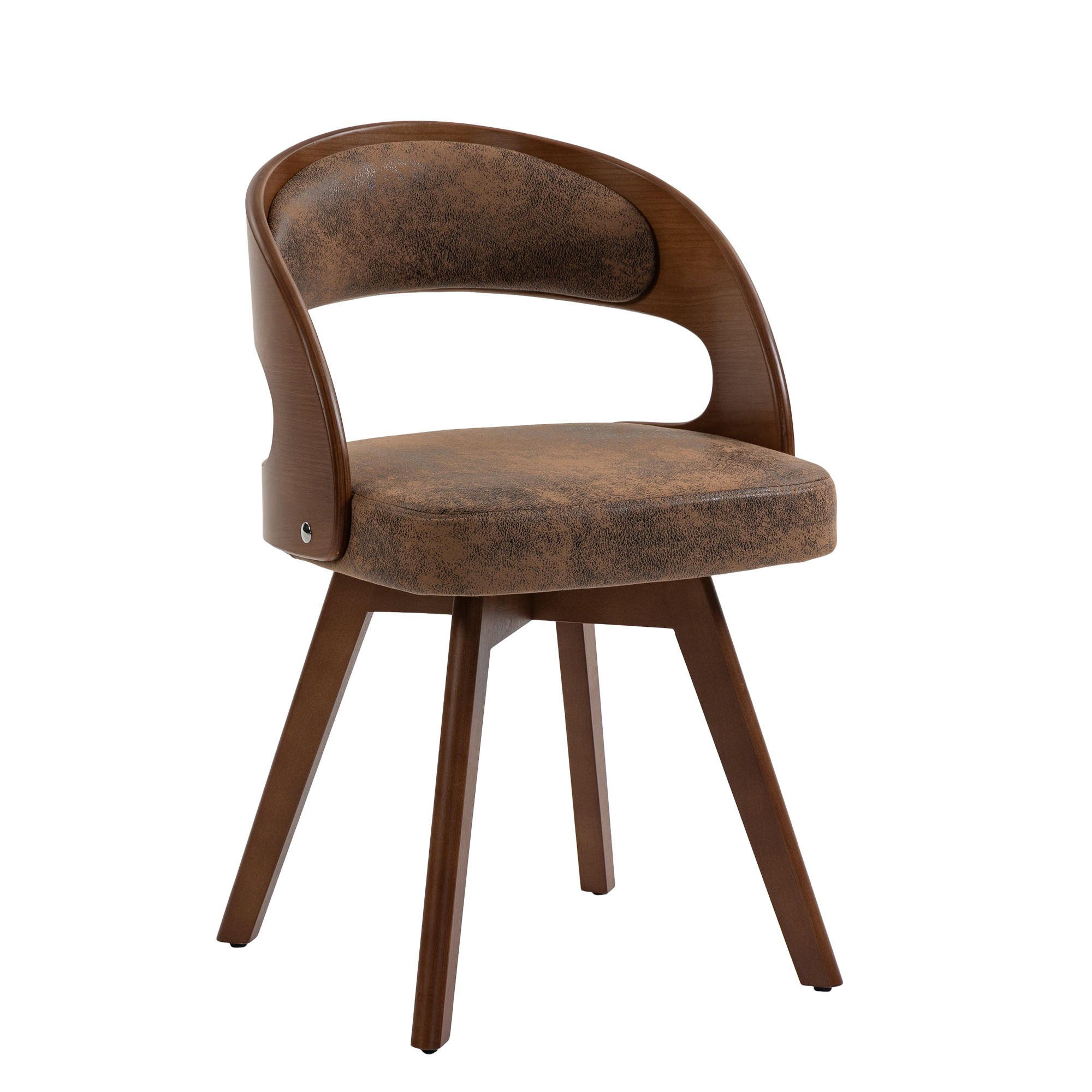 STUHL 2er-Set Esszimmerstuhl,360° drehbar,Massivholzrahmen,Mikrofaser,Dunkelbraun - Dunkelbraun, Holz (44/72/41cm) - LVHOM