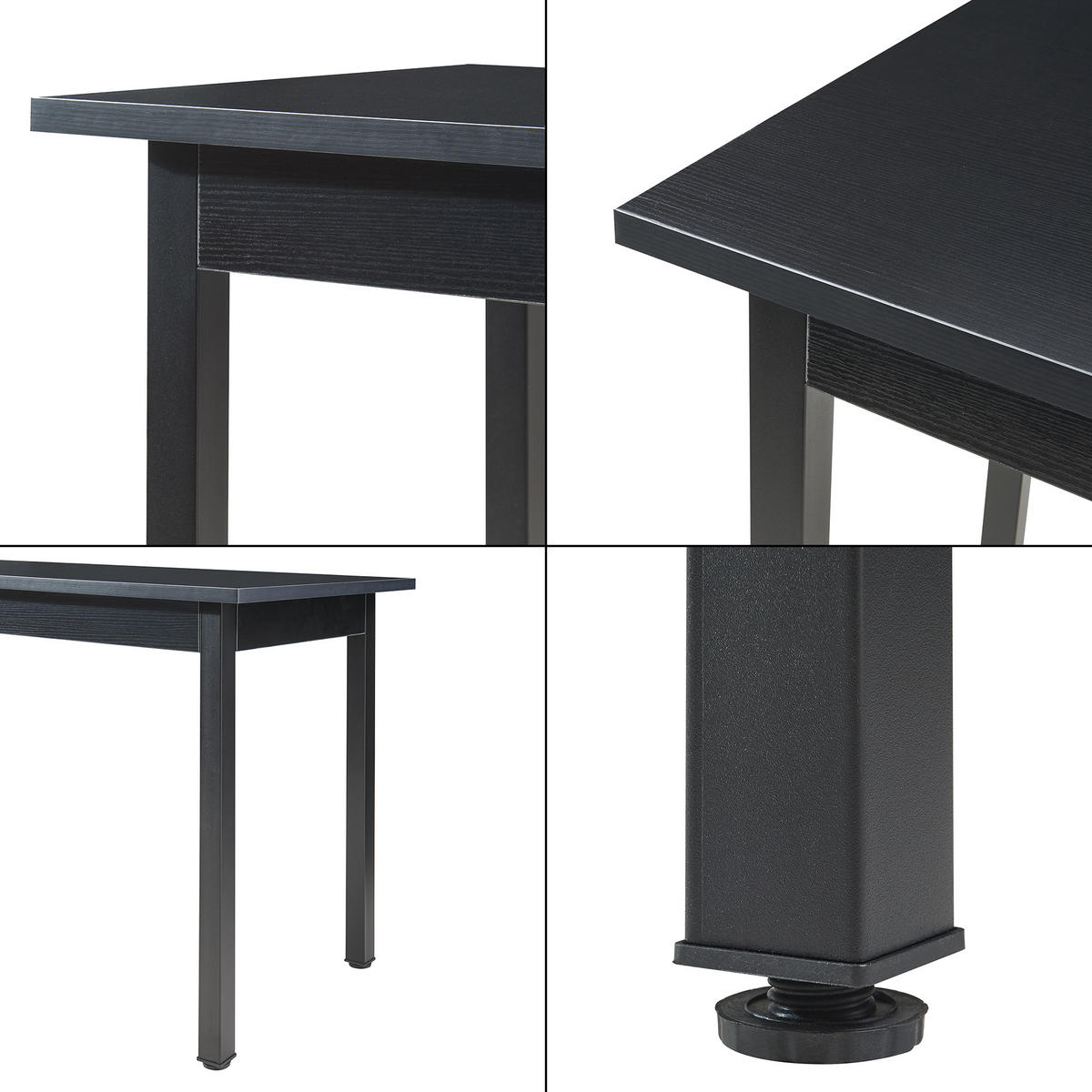 JÍDELNÍ STŮL Den Haag - černá, kov/kompozitní dřevo (60/120/75cm) - [en.casa]