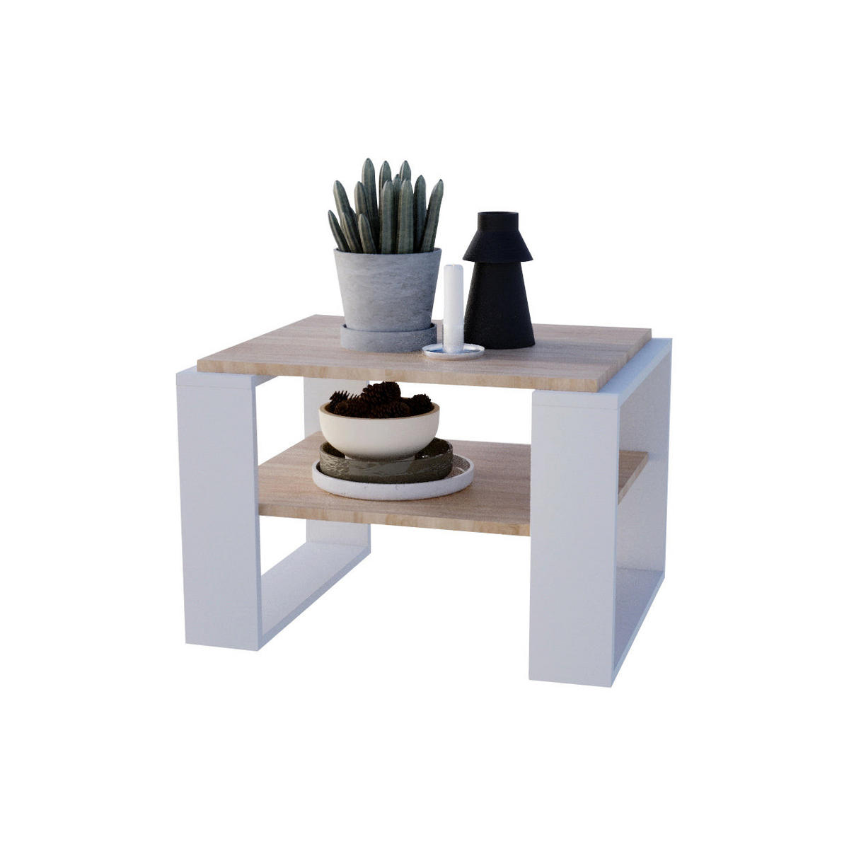 COUCHTISCH KAJA 61 - Eichefarben/Weiß, Holz (54/61/44cm) - Mat-Haus