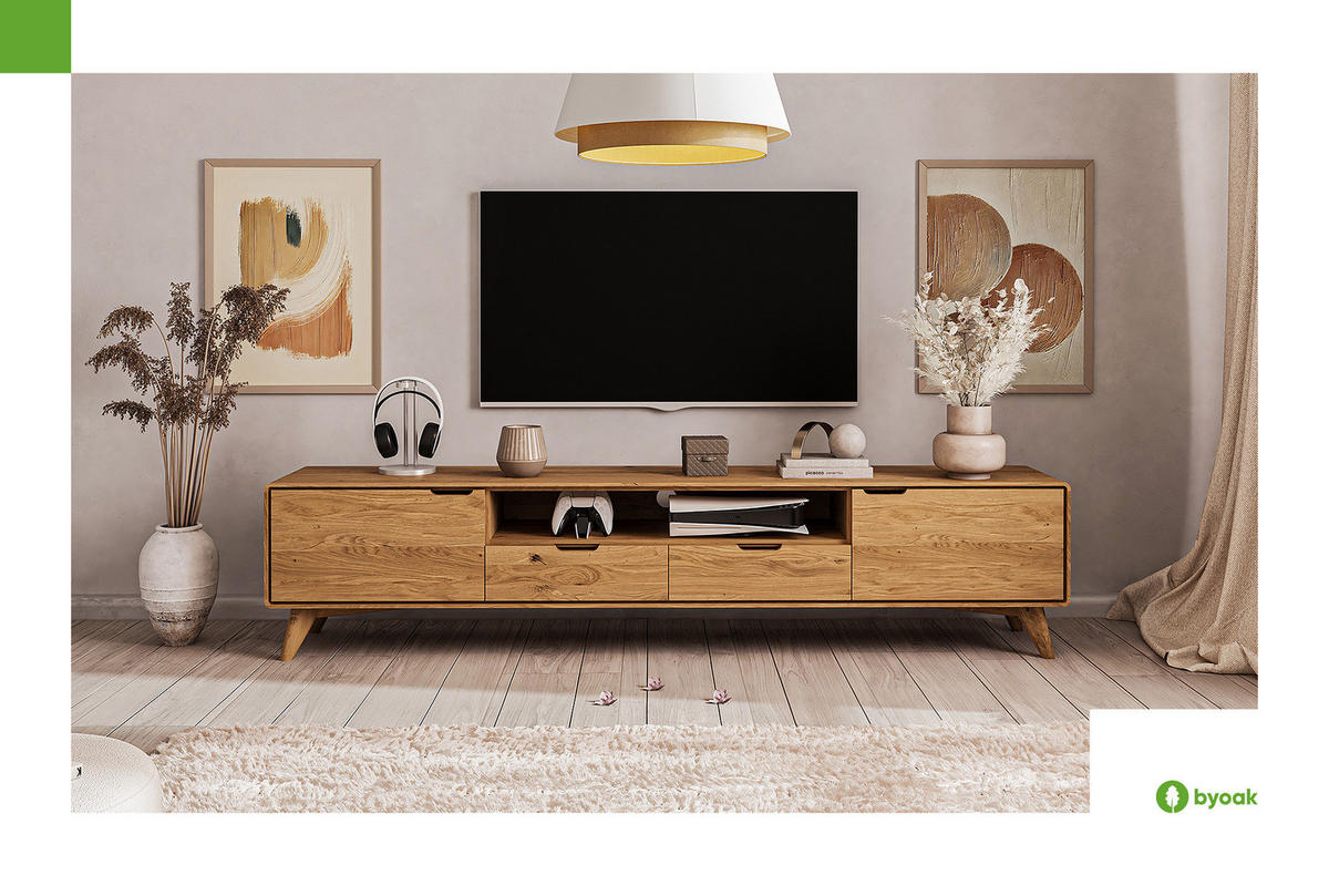 GREG HIFI-SCHRANK Wildeiche - Wildeiche, Holz (220/48/40cm) - byoak