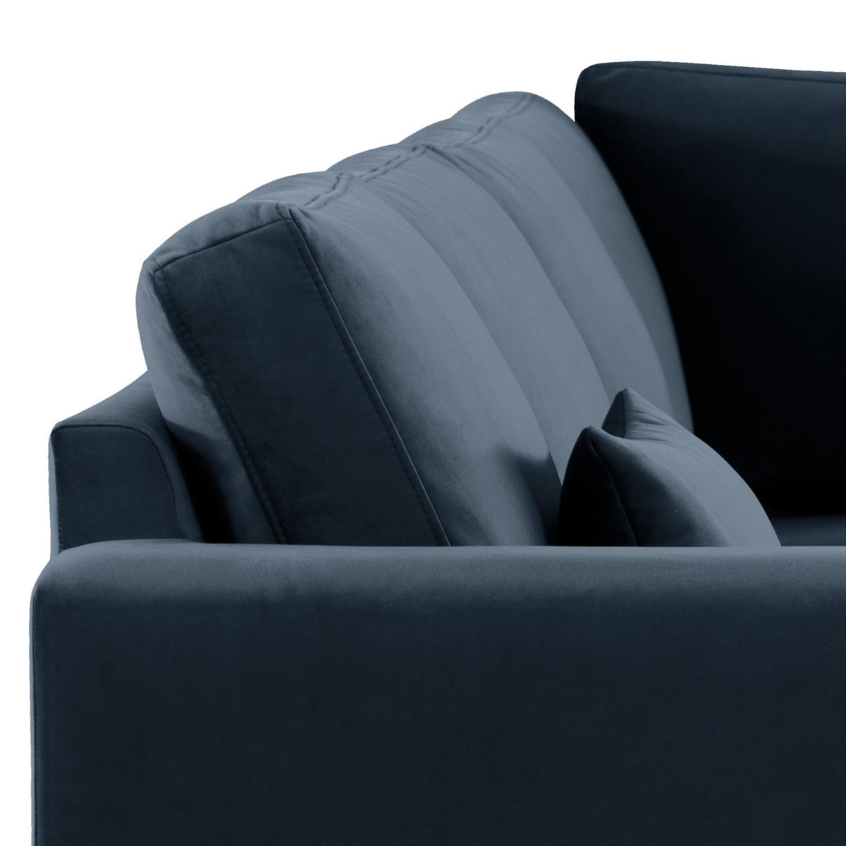 ECKSOFA mit Ottomane - Eichefarben/Dunkelblau, Eichenholz/Textil (287/219cm) - home24