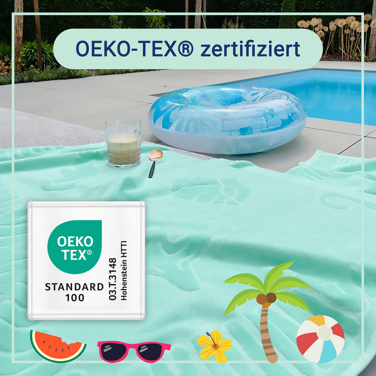 STRANDTUCH, 100x200 cm, 100% Baumwolle, Grün - Hellgrün, Textil (100/200cm) - Zollner