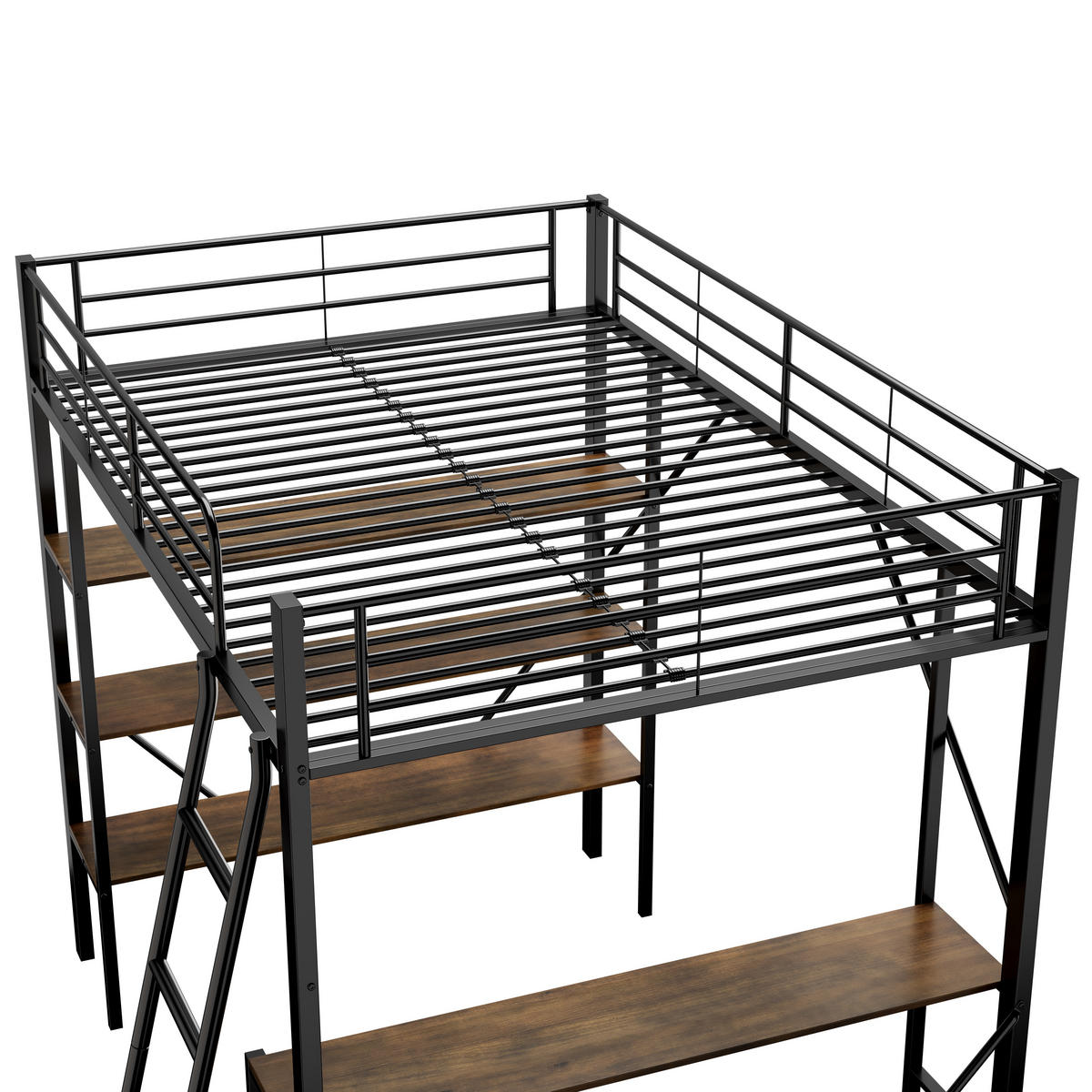 HOCHBETT Schwarz 204,5/149/180,5 cm - Schwarz, Holzwerkstoff/Metall - Urban Meuble