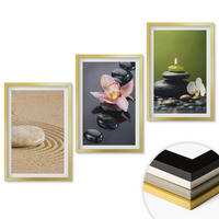 WANDBILDER 3er Set - 40x60 cm Goldrahmen - Entspannende Zen-Steinmotive - Goldfarben, Kunststoff (40/60cm) - ArtPrintCave