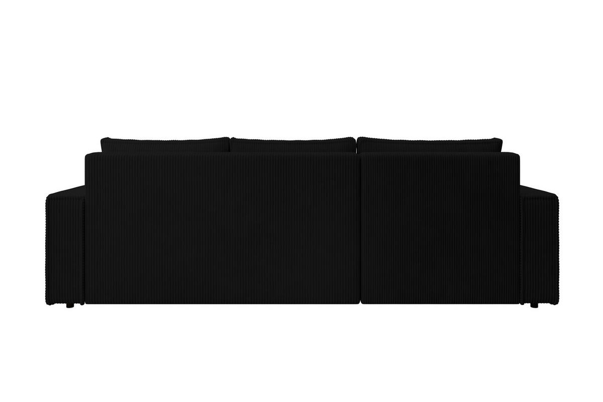 ECKSOFA CUDDY L, Eckcouch in L-Form mit Schlaffunktion und Bettkasten, Farbe: Schwarz, Cordstoff, Ottomane Links - Schwarz, Textil (240/140cm) - Storez24