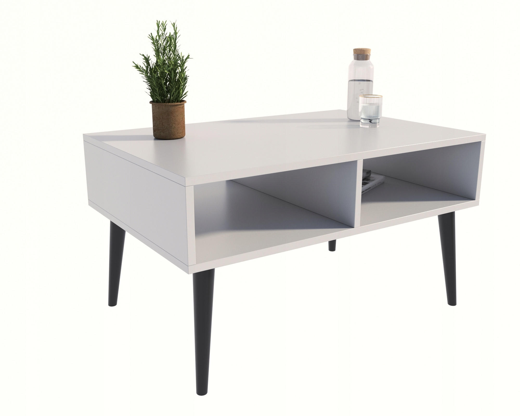 COUCHTISCH Isla Weiß-Schwarz 100/50/46 cm - Weiß, Holzwerkstoff (50/100/46cm) - Matkam Möbel