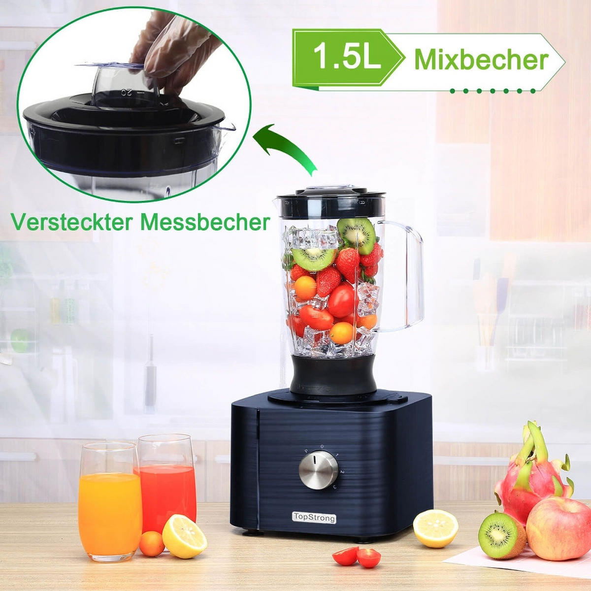 KÜCHENMASCHINE Multifunktions-1100W ZUM KNETEN UND HACKEN, Edelstahl, Für Die Küche, 40,7/27,2/40,7 cm - Blau, Metall (27.2/40.71/40.71cm) - Rolipo