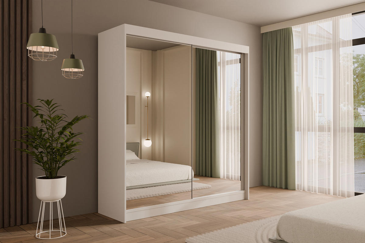 KLEIDERSCHRANK AMOHA - 200 cm - Weiß - Weiß, Holzwerkstoff (200/215/61cm) - ALTDECOR