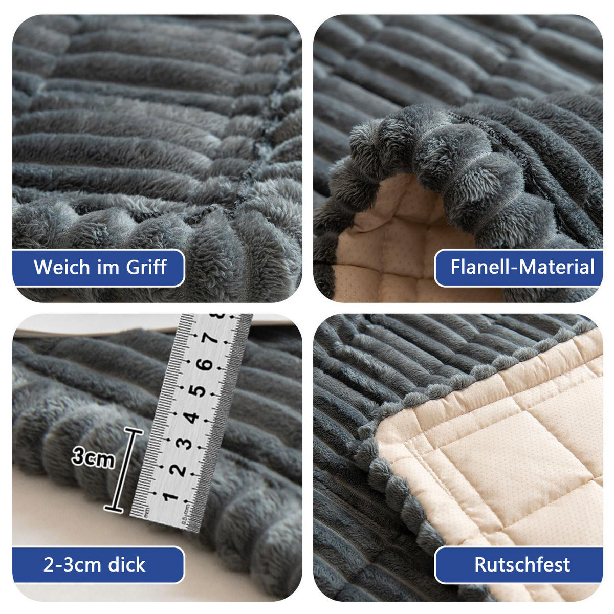 SOFADECKE Dicke Rutschfest 1 Stück - Dunkelgrau, Textil (70/210cm) - Kaket